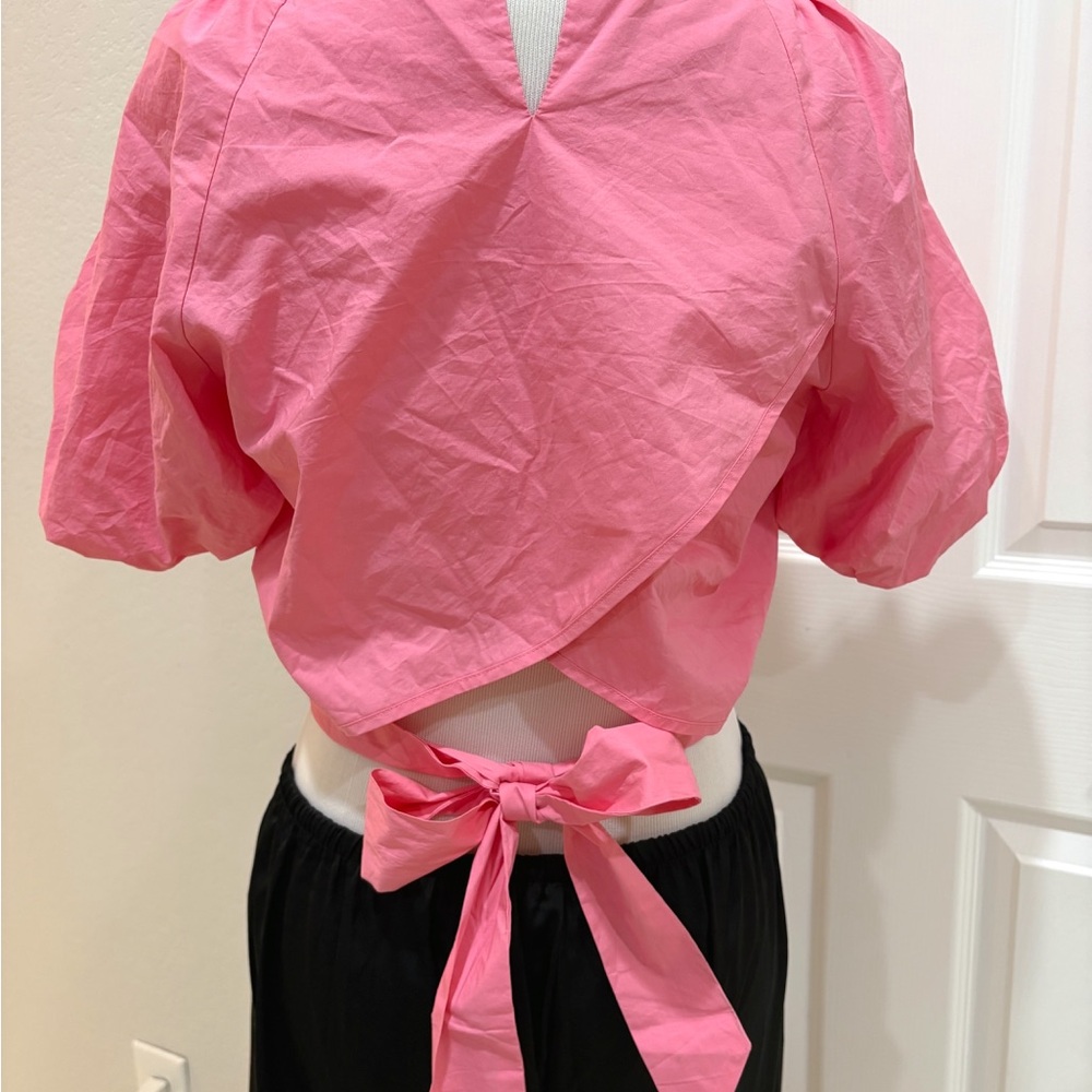 Greylin Nadia Tie Back Poplin Crop Top - Picture 8 of 10